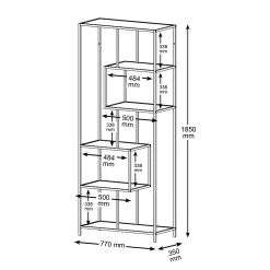 Red Living Étagère Coogee I - Noir / Doré - Hauteur : 185 cm -Meubles de salle à manger Soldes Magasin 1000263276 210430 14473000081 SKETCH DETAILS P000000001000263276 sketch