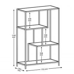 Red Living Étagère Coogee I - Noir / Doré - Hauteur : 114 cm -Meubles de salle à manger Soldes Magasin 1000263280 210430 14473000103 SKETCH DETAILS P000000001000263280 sketch