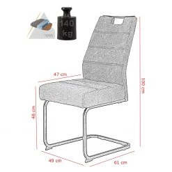 Red Living Chaise cantilever Vihti - Anthracite - Lot de 2 -Meubles de salle à manger Soldes Magasin 1000263412 210430 11441100039 SKETCH DETAILS P000000001000263412 sketch