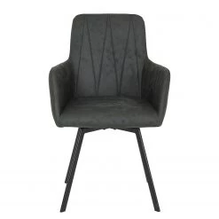 Red Living Chaises à accoudoirs Kivioli (lot de 2) - Microfibre / Acier - Anthracite / Noir -Meubles de salle à manger Soldes Magasin 1000263426 210430 11480900138 DETAILS P000000001000263426