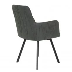 Red Living Chaises à accoudoirs Kivioli (lot de 2) - Microfibre / Acier - Anthracite / Noir -Meubles de salle à manger Soldes Magasin 1000263426 210430 11481300140 DETAILS P000000001000263426