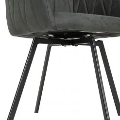 Red Living Chaises à accoudoirs Kivioli (lot de 2) - Microfibre / Acier - Anthracite / Noir -Meubles de salle à manger Soldes Magasin 1000263426 210430 11481800142 DETAILS P000000001000263426