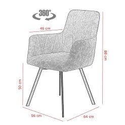 Red Living Chaises à accoudoirs Kivioli (lot de 2) - Microfibre / Acier - Anthracite / Noir -Meubles de salle à manger Soldes Magasin 1000263426 210430 11482700144 SKETCH DETAILS P000000001000263426 sketch