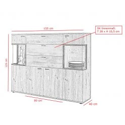 Red Living Buffet haut Ambato I - Imitation chêne Artisan 9 Red Living Buffet haut Ambato I - Imitation chêne Artisan -Meubles de salle à manger Soldes Magasin 1000263436 210430 11510500206 SKETCH DETAILS P000000001000263436 sketch
