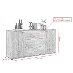Red Living Commode Ambato - Imitation chêne Artisan -Meubles de salle à manger Soldes Magasin 1000263445 210430 11521900236 SKETCH DETAILS P000000001000263445 sketch