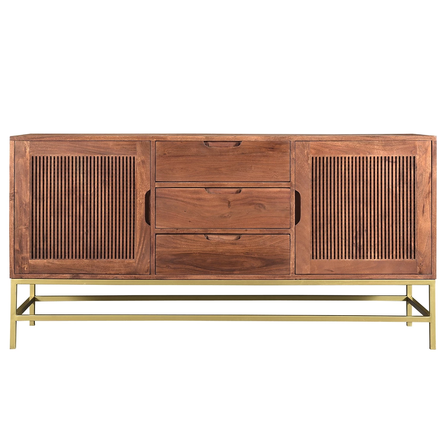 Jack & Alice Buffet Puyo - Acacia massif / Métal - Acacia / Doré 2 Jack & Alice Buffet Puyo - Acacia massif / Métal - Acacia / Doré – Image 2