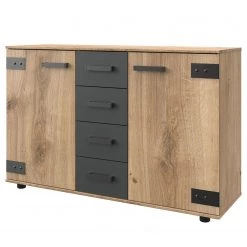 Wimex Commode Malmoe - Imitation chêne parqueté / Graphite - Largeur : 130 cm