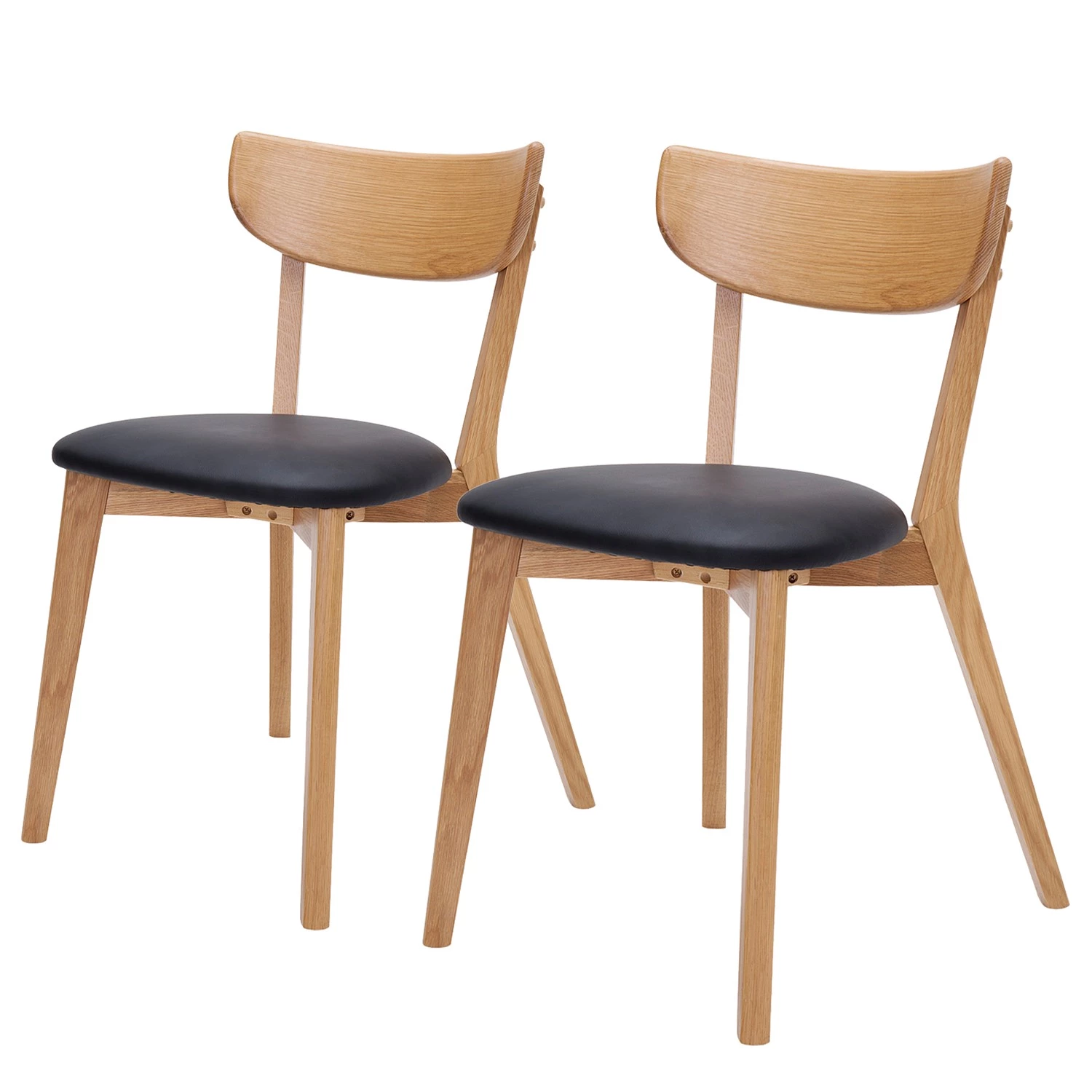 Norrwood Chaises Ellie (lot de 2) - Imitation cuir / Chêne massif - Noir / Chêne 1 Norrwood Chaises Ellie (lot de 2) - Imitation cuir / Chêne massif - Noir / Chêne