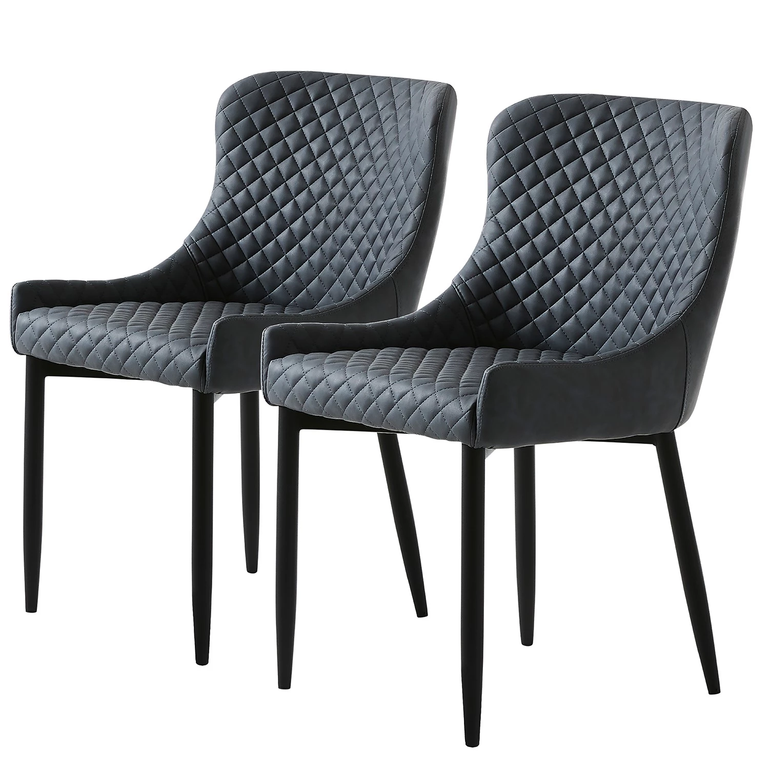 Red Living Chaises Elbi I (lot de 2) - Imitation cuir / Métal - Anthracite / Noir 1 Red Living Chaises Elbi I (lot de 2) - Imitation cuir / Métal - Anthracite / Noir