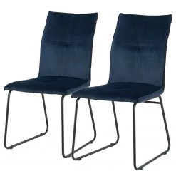 Ars manufacti Chaises capitonnées Veera (lot de 2) - Bleu nuit
