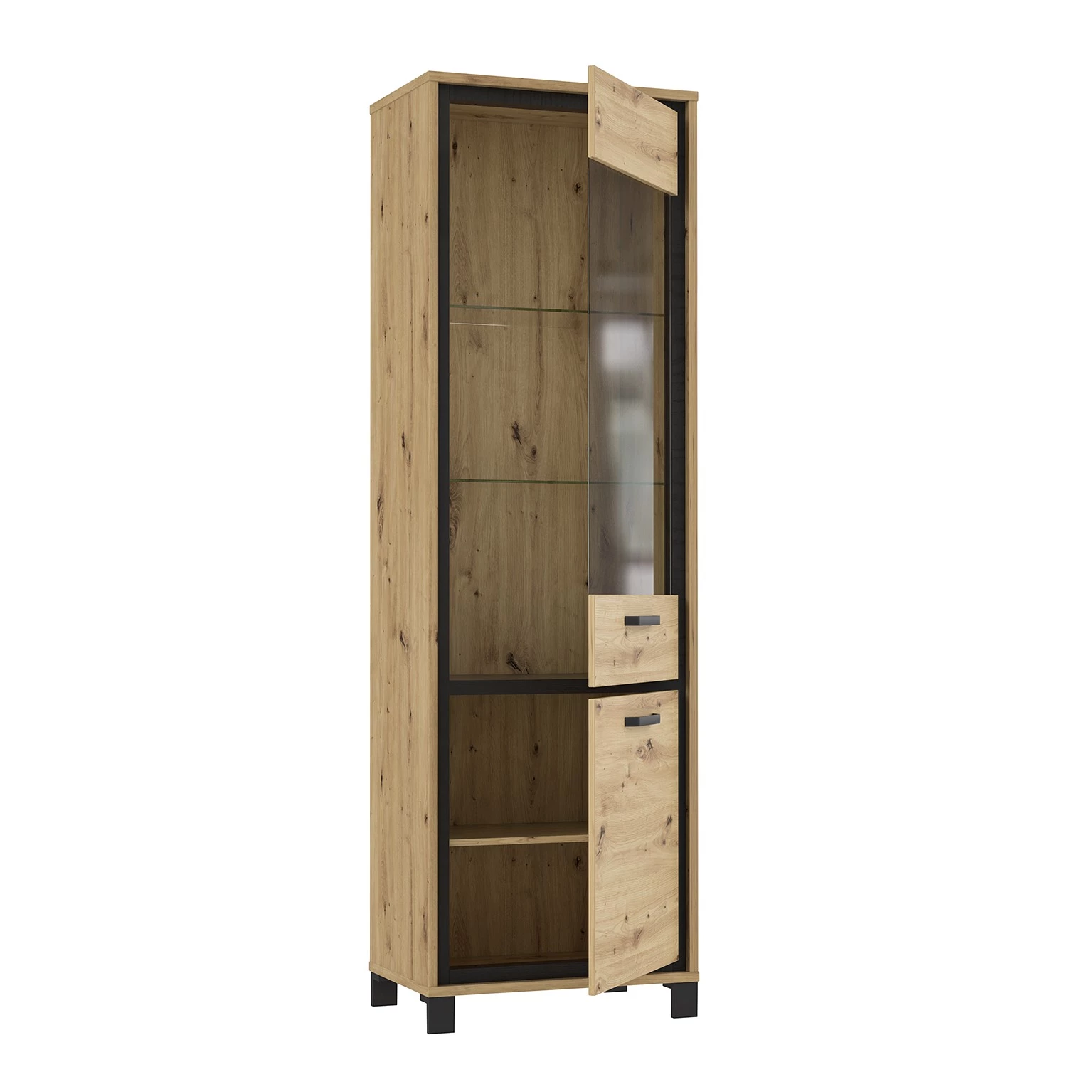Red Living Vitrine Egan - Imitation chêne artisan / Imitation chêne noir 2 Red Living Vitrine Egan - Imitation chêne artisan / Imitation chêne noir – Image 2