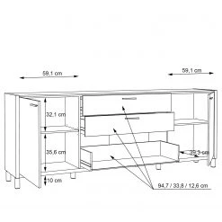 Norrwood Buffet Boyd II - Blanc / Imitation chêne -Meubles de salle à manger Soldes Magasin 1000270234 210609 06155700172 SKETCH DETAILS P000000001000270234 sketch