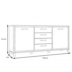 Red Living Buffet Egan I - Imitation chêne artisan / Imitation chêne noir -Meubles de salle à manger Soldes Magasin 1000270237 210609 06155900194 SKETCH DETAILS P000000001000270237 sketch