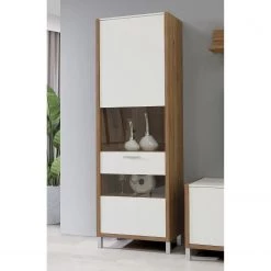 Norrwood Vitrine Boyd - Blanc / Imitation chêne -Meubles de salle à manger Soldes Magasin 1000270239 210609 06160000207 MOOD DETAILS P000000001000270239 mood