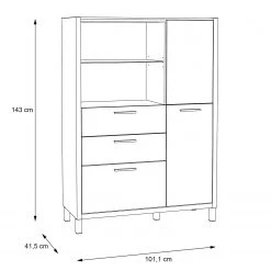 Norrwood Buffet haut Boyd II - Blanc / Imitation chêne -Meubles de salle à manger Soldes Magasin 1000270241 210609 06160100229 SKETCH DETAILS P000000001000270241 sketch