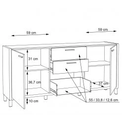 Norrwood Buffet Boyd I - Blanc / Imitation chêne 14 Norrwood Buffet Boyd I - Blanc / Imitation chêne -Meubles de salle à manger Soldes Magasin 1000270252 210609 06160300255 SKETCH DETAILS P000000001000270252 sketch