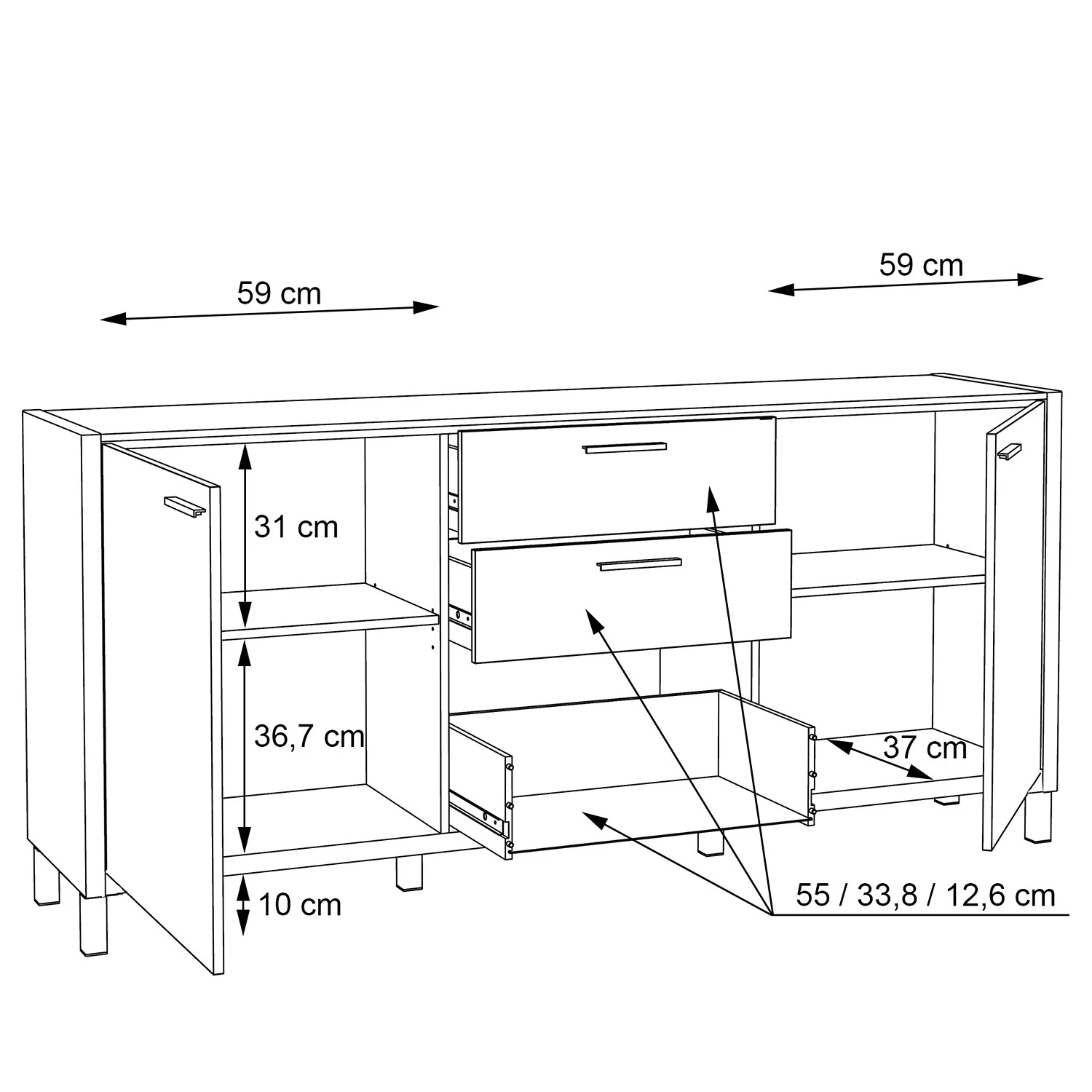 Norrwood Buffet Boyd I - Blanc / Imitation chêne 7 Norrwood Buffet Boyd I - Blanc / Imitation chêne – Image 7