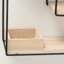 Boltze Étagère murale Tjorge II - Métal - Noir / Marron -Meubles de salle à manger Soldes Magasin 1000270764 210709 14011900044 DETAILS P000000001000270764