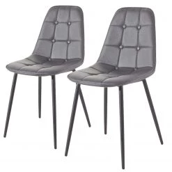 Red Living Chaises capitonnées Aline (lot de 2) - Gris