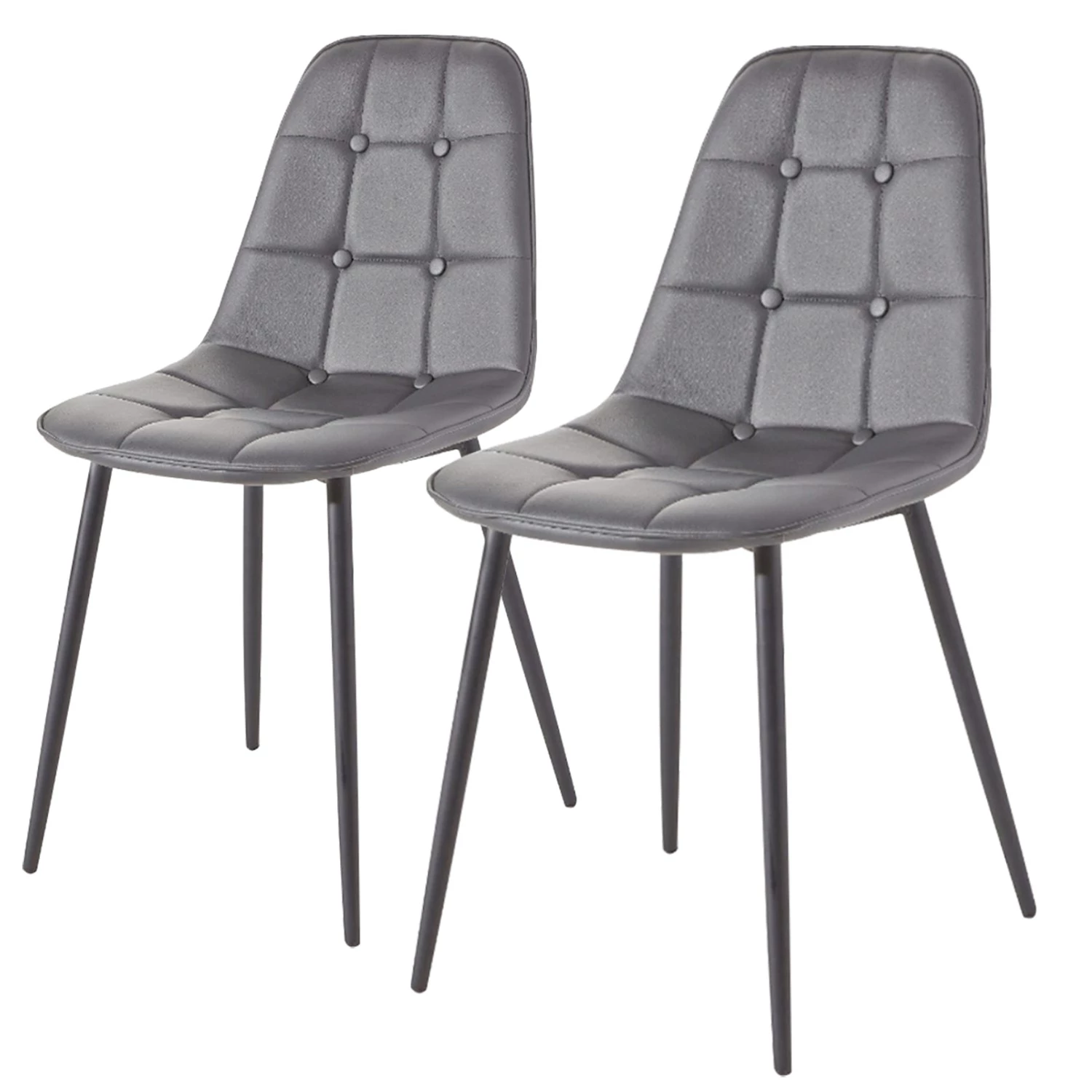 Red Living Chaises capitonnées Aline (lot de 2) - Gris 1 Red Living Chaises capitonnées Aline (lot de 2) - Gris