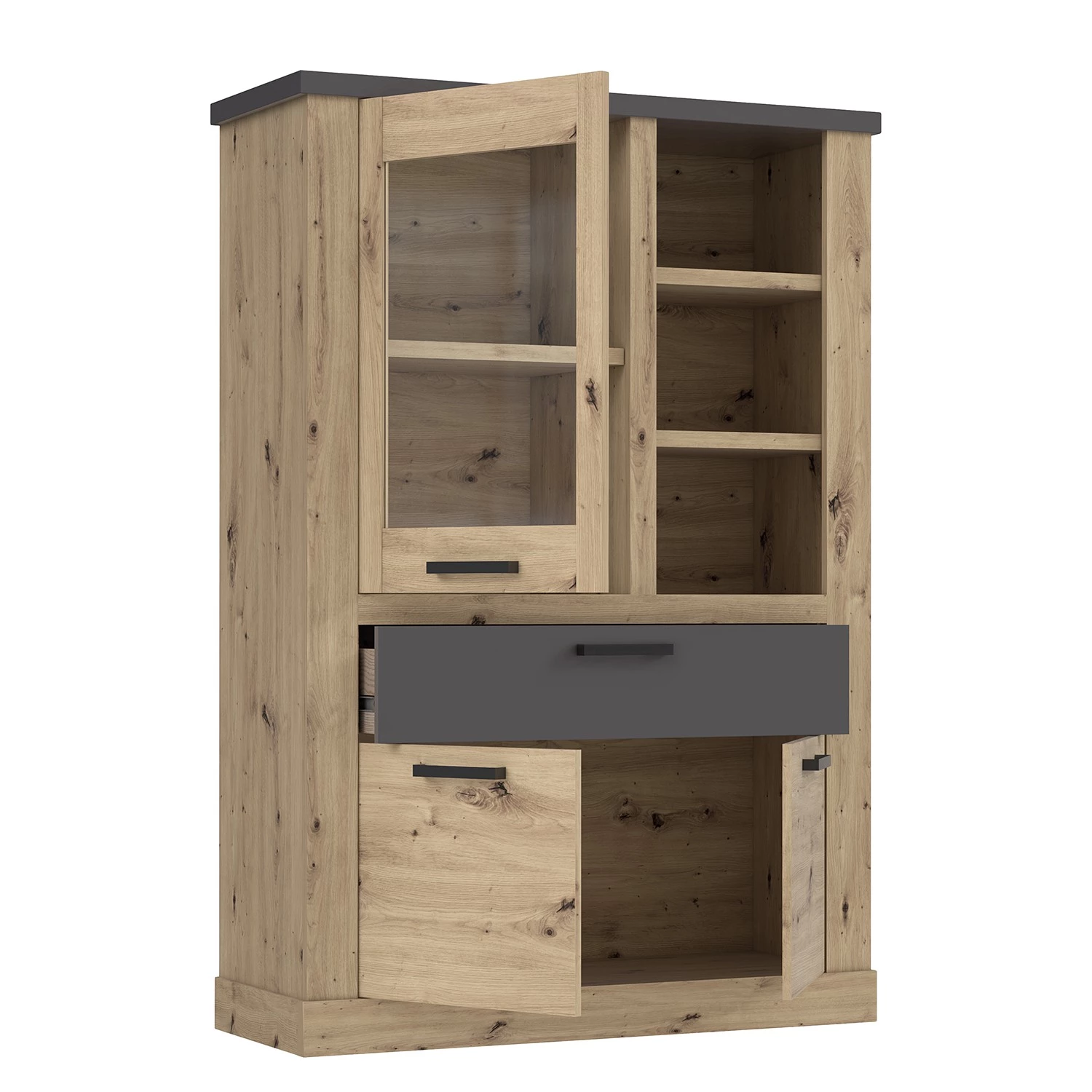 Ridgevalley Buffet haut Moro II - Imitation chêne artisan / Gris 5 Ridgevalley Buffet haut Moro II - Imitation chêne artisan / Gris – Image 5