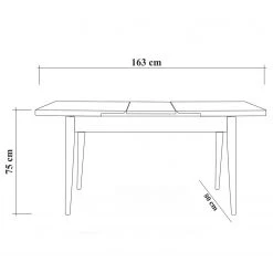 Loftscape Table Balu - Extensible - Imitation épicéa -Meubles de salle à manger Soldes Magasin 1000273397 210615 12562700036 SKETCH DETAILS P000000001000273397 sketch