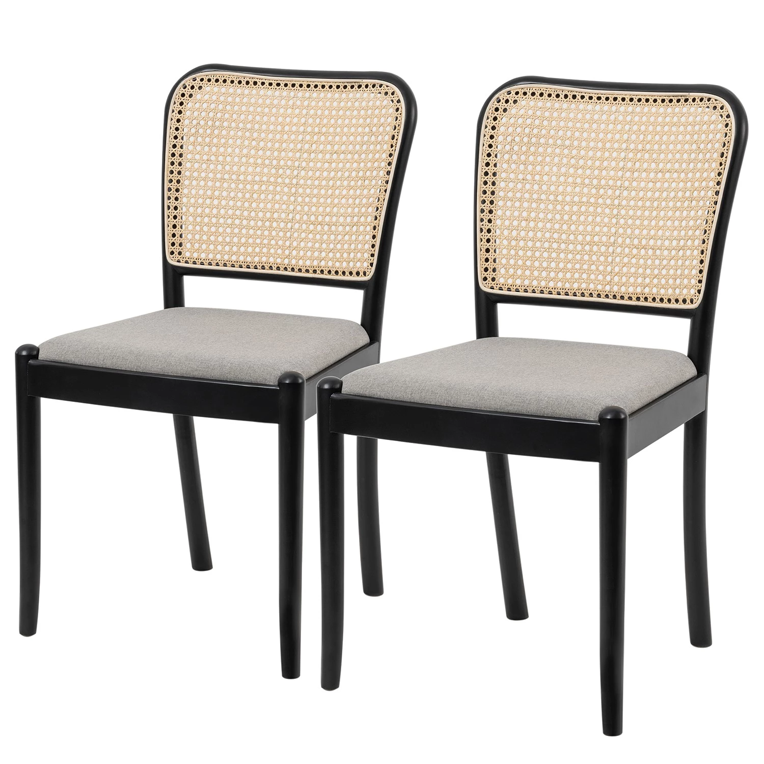 Studio Copenhagen Chaises Cutis (lot de 2) - Rotin et tissu / Hêtre massif - Gris lumineux 1 Studio Copenhagen Chaises Cutis (lot de 2) - Rotin et tissu / Hêtre massif - Gris lumineux