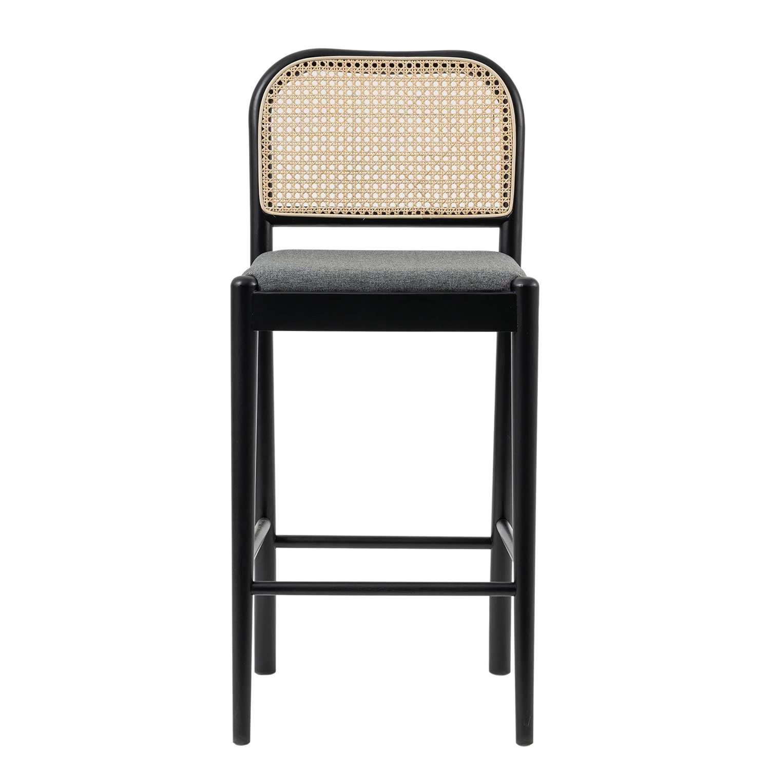 Studio Copenhagen Chaise de bar Cutis - Rotin et tissu / Hêtre massif - Gris 2 Studio Copenhagen Chaise de bar Cutis - Rotin et tissu / Hêtre massif - Gris – Image 2