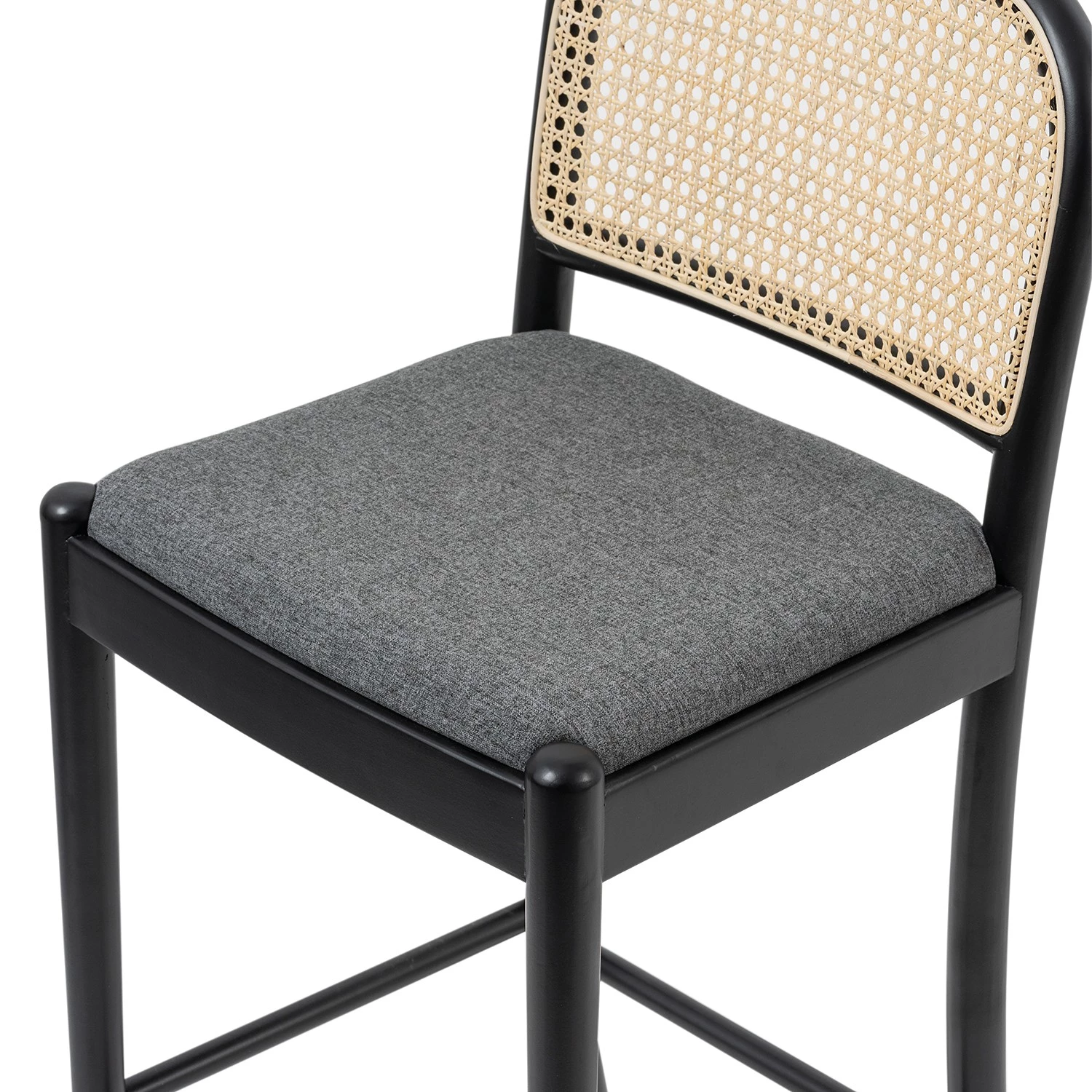 Studio Copenhagen Chaise de bar Cutis - Rotin et tissu / Hêtre massif - Gris 6 Studio Copenhagen Chaise de bar Cutis - Rotin et tissu / Hêtre massif - Gris – Image 6