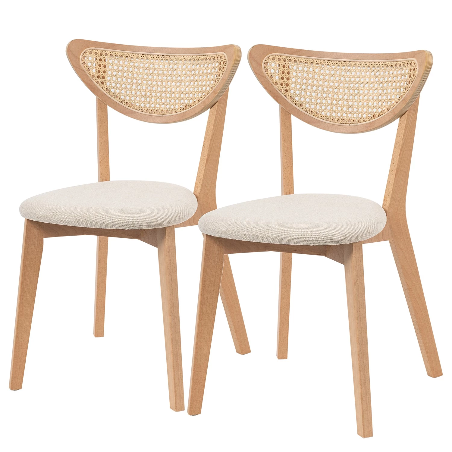 Studio Copenhagen Chaises Danny (lot de 2) - Rotin et tissu / Hêtre massif - Rotin et crème / Hêtre 1 Studio Copenhagen Chaises Danny (lot de 2) - Rotin et tissu / Hêtre massif - Rotin et crème / Hêtre