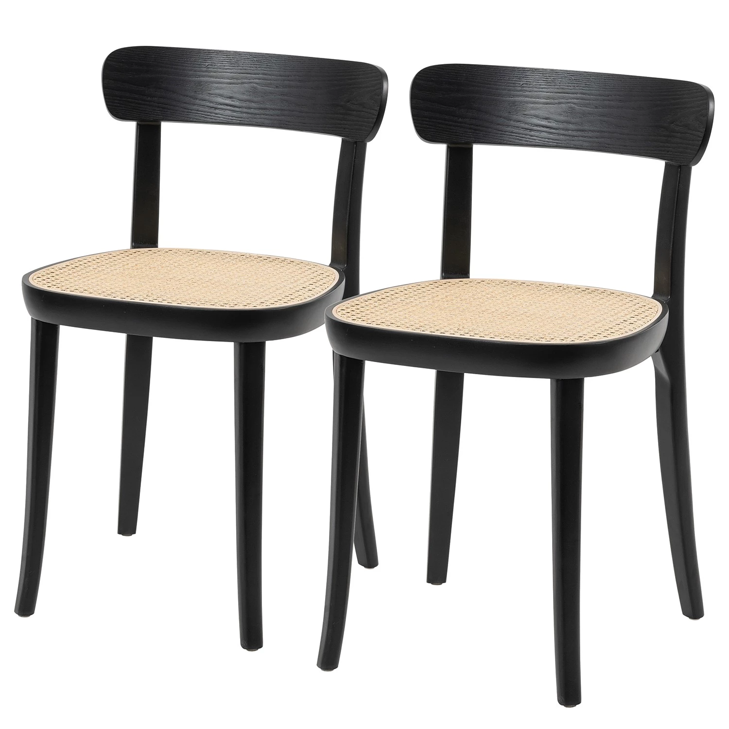 Studio Copenhagen Chaises Darcey (lot de 2) - Contreplaqué et rotin / Hêtre massif - Rotin / Noir 1 Studio Copenhagen Chaises Darcey (lot de 2) - Contreplaqué et rotin / Hêtre massif - Rotin / Noir