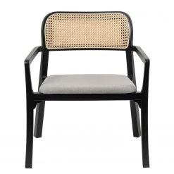 Studio Copenhagen Fauteuil de jardin Elena - Rotin et tissu / Hêtre massif - Gris lumineux -Meubles de salle à manger Soldes Magasin 1000273466 220420 030 DETAILS P000000001000273466