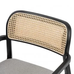 Studio Copenhagen Fauteuil de jardin Elena - Rotin et tissu / Hêtre massif - Gris lumineux -Meubles de salle à manger Soldes Magasin 1000273466 220420 045 DETAILS P000000001000273466