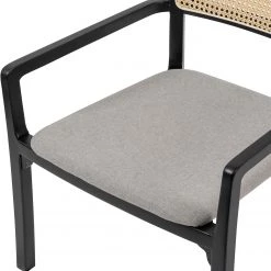 Studio Copenhagen Fauteuil de jardin Elena - Rotin et tissu / Hêtre massif - Gris lumineux -Meubles de salle à manger Soldes Magasin 1000273466 220420 050 DETAILS P000000001000273466