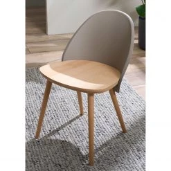 Mørteens Chaises Doon (lot de 2) - Matière plastique / Hêtre massif - Taupe / Hêtre -Meubles de salle à manger Soldes Magasin 1000273467 220819 021 MOOD DETAILS P000000001000273467 mood