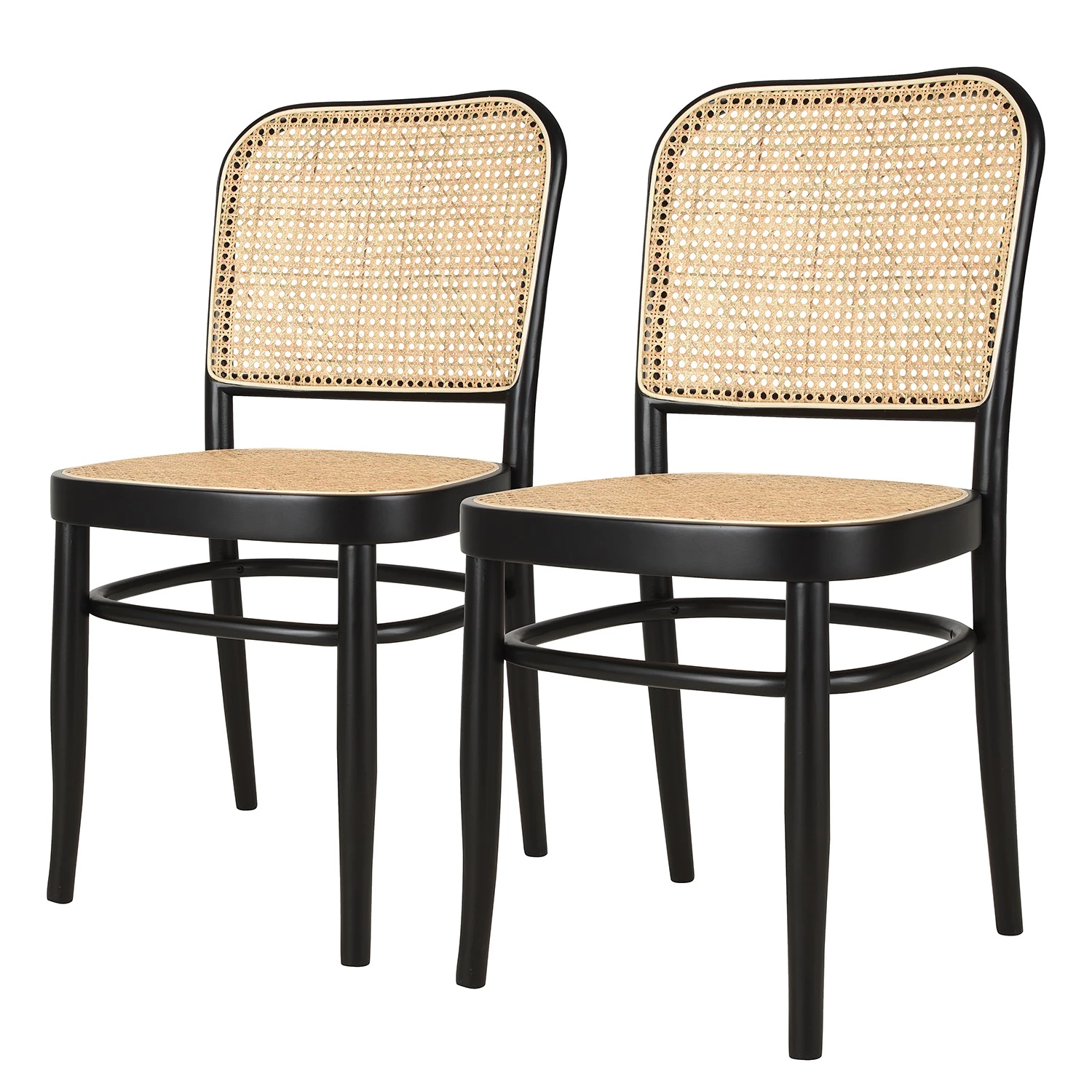 Studio Copenhagen Chaises Daru (lot de 2) - Rotin / Hêtre massif - Rotin / Noir 1 Studio Copenhagen Chaises Daru (lot de 2) - Rotin / Hêtre massif - Rotin / Noir