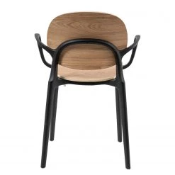 Studio Copenhagen Chaises à accoudoirs Day (lot de 2) - Contreplaqué / Matière plastique - Imitation chêne / Noir -Meubles de salle à manger Soldes Magasin 1000273479 220420 040 DETAILS P000000001000273479