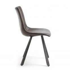 Fredriks Chaises Tryon (lot de 4) - Imitation cuir / Acier - Marron foncé vintage / Marron foncé -Meubles de salle à manger Soldes Magasin 1000274215 210618 10464100100 DETAILS P000000001000274215