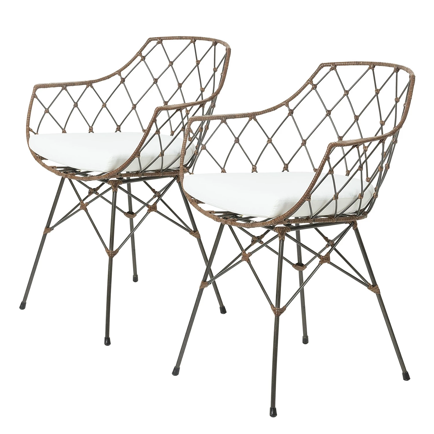 Ars manufacti Chaises Edison (lot de 2) - Rotin / Acier - Marron clair / Anthracite 1 Ars manufacti Chaises Edison (lot de 2) - Rotin / Acier - Marron clair / Anthracite