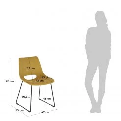 Fredriks Chaises Zara (lot de 2) - Jaune moutarde -Meubles de salle à manger Soldes Magasin 1000274232 210618 10464400245 SKETCH DETAILS P000000001000274232 sketch