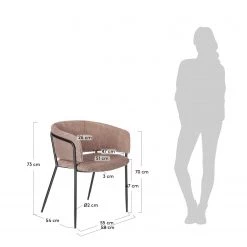 Jack & Alice Chaises accoudoirs Vilhena IV (lot de 2) - Velours côtelé - Rose vieilli -Meubles de salle à manger Soldes Magasin 1000274237 210618 10464500293 SKETCH DETAILS P000000001000274237 sketch