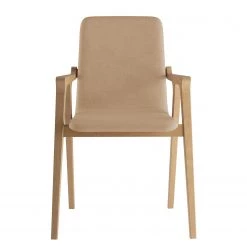 Norrwood Chaise à accoudoirs Toma - Tissu / Hêtre massif - Camel / Hêtre -Meubles de salle à manger Soldes Magasin 1000274321 210709 14175800182 DETAILS P000000001000274321