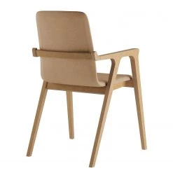 Norrwood Chaise à accoudoirs Toma - Tissu / Hêtre massif - Camel / Hêtre -Meubles de salle à manger Soldes Magasin 1000274321 210709 14175800183 DETAILS P000000001000274321