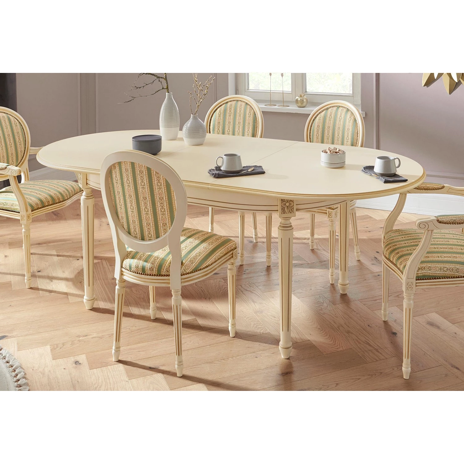 Velvet Studio Table Nellore - Extensible - Hêtre massif - Crème 2 Velvet Studio Table Nellore - Extensible - Hêtre massif - Crème – Image 2