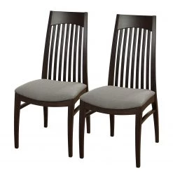 Velvet Studio Chaises Roanne (lot de 2) - Tissu / Hêtre massif - Gris sable / Marron foncé