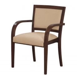 Norrwood Chaise à accoudoirs Prado - Tissu / Hêtre massif - Camel / Noyer