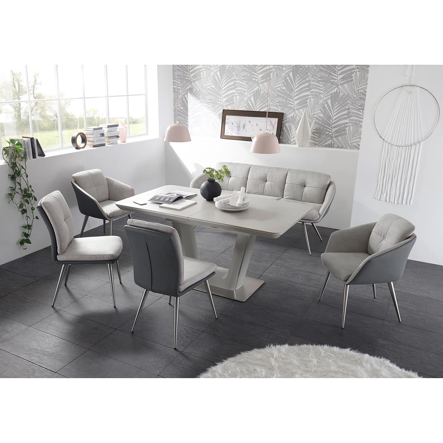 Loftscape Banquette Canillo - Microfibre / Acier inoxydable - Gris clair / Acier inoxydable 2 Loftscape Banquette Canillo - Microfibre / Acier inoxydable - Gris clair / Acier inoxydable – Image 2