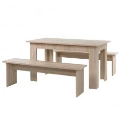 Naturoo Salle à manger Calea (3 éléments) - Imitation chêne Sonoma