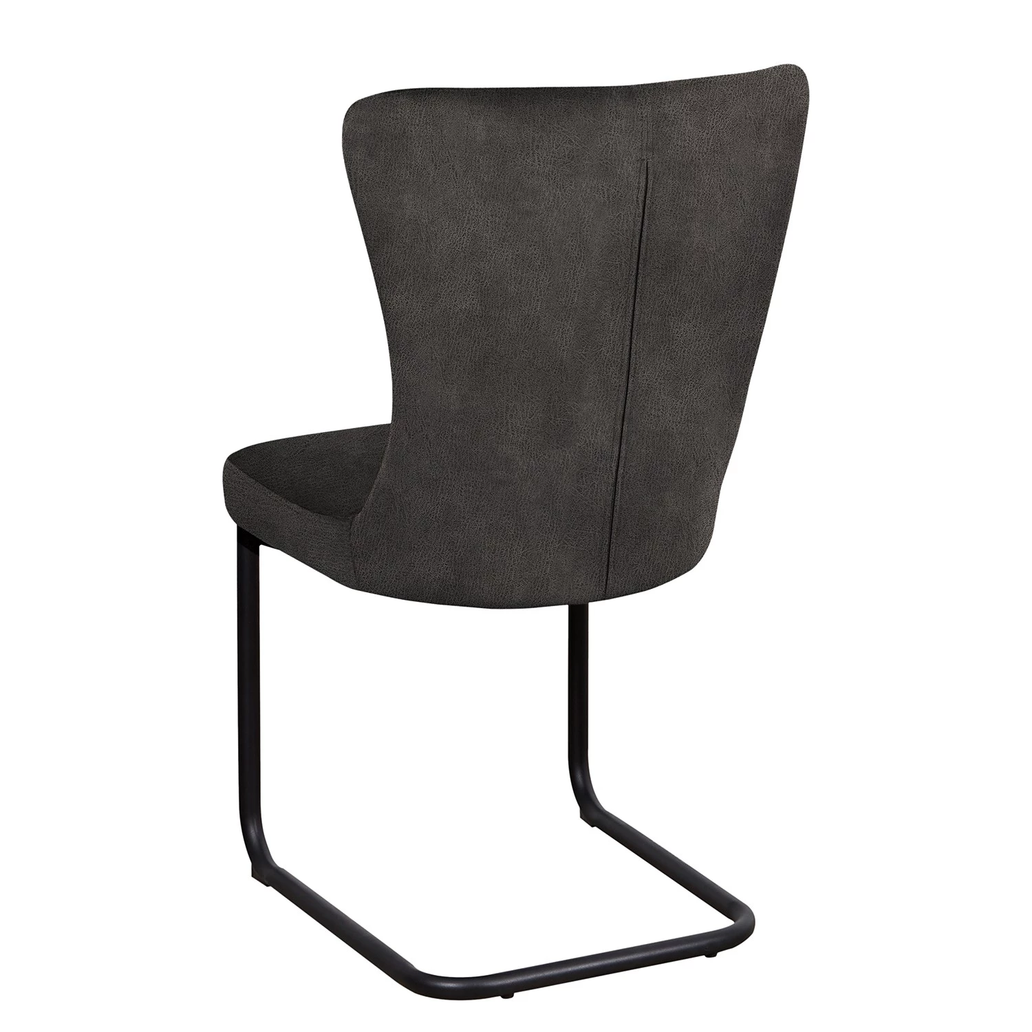 Chaises cantilever Amalia II (lot de 2) - Microfibre / Acier - Anthracite / Noir 2 Chaises cantilever Amalia II (lot de 2) - Microfibre / Acier - Anthracite / Noir – Image 2