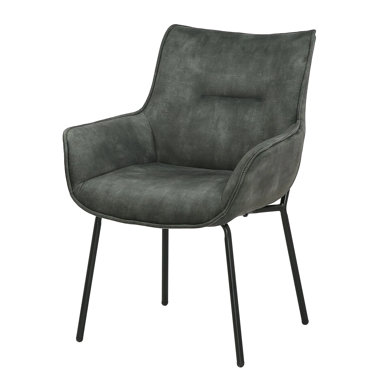 Loftscape Chaise à accoudoirs Betty - Velours / Métal - Gris vintage / Noir 1 Loftscape Chaise à accoudoirs Betty - Velours / Métal - Gris vintage / Noir